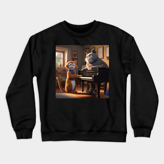 Piano Student With Their Piano Teacher Crewneck Sweatshirt by Musical Art By Andrew
